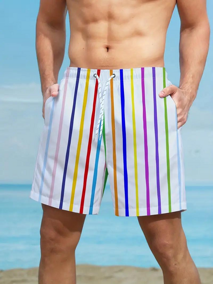 Herren Badehose Streifen Schnürung