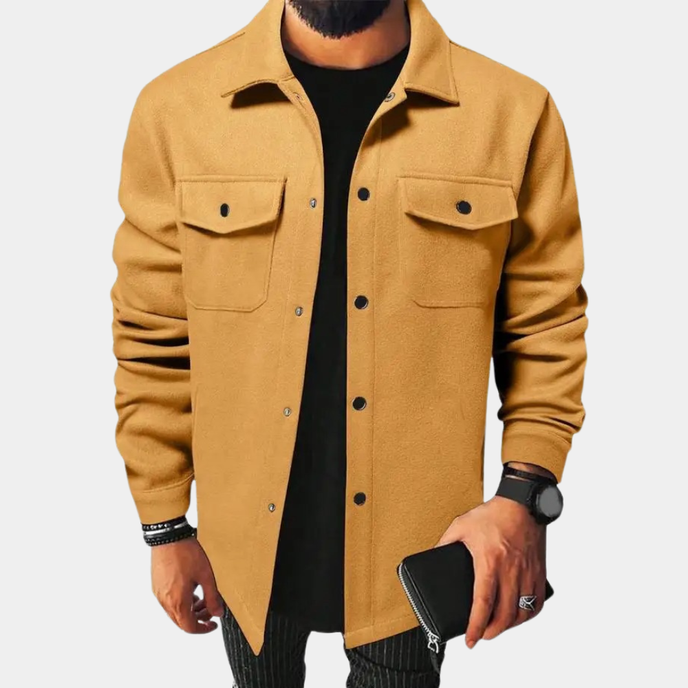Herren Overshirt Casual mit Knöpfen und Taschen