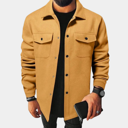 Herren Overshirt Casual mit Knöpfen und Taschen