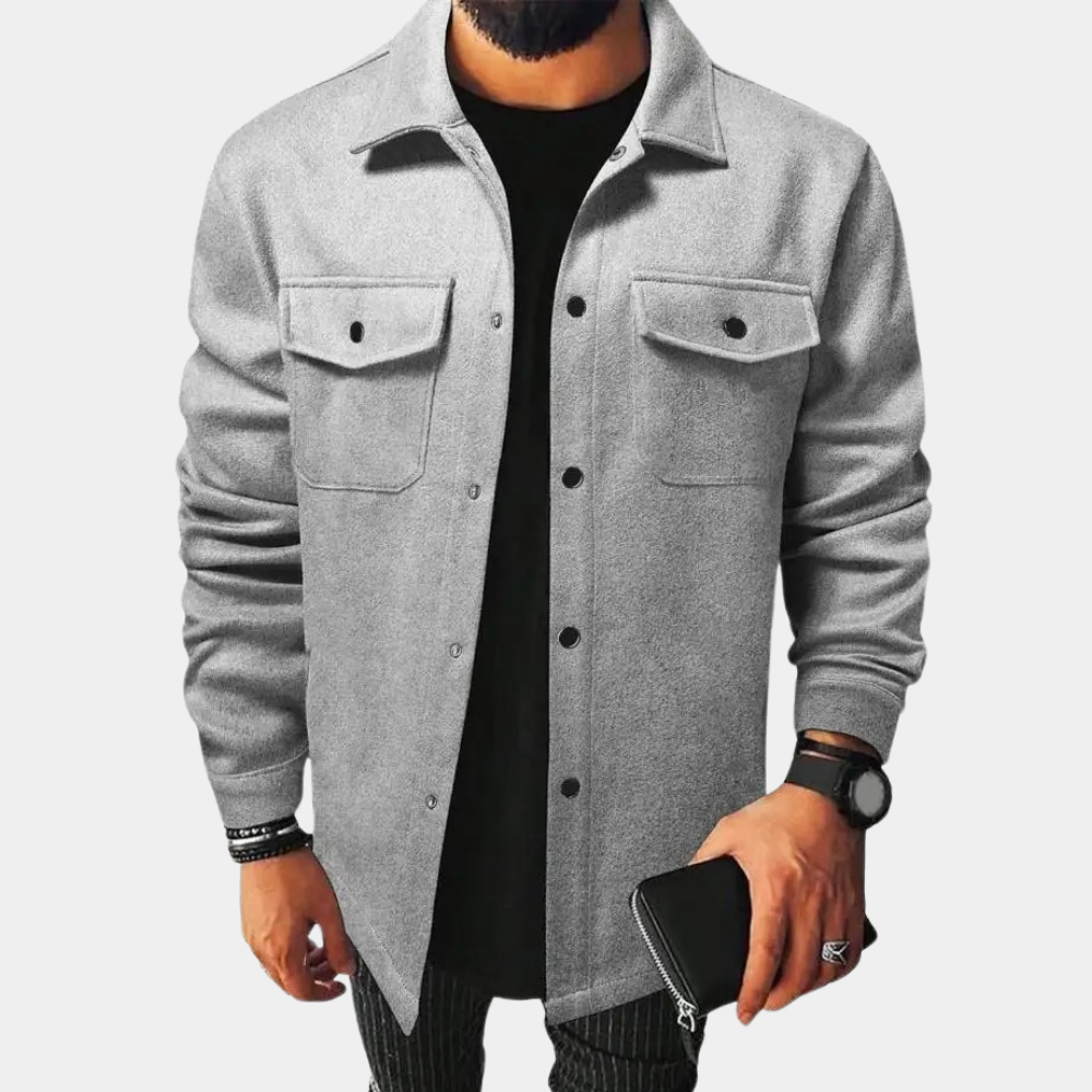 Herren Overshirt Casual mit Knöpfen und Taschen
