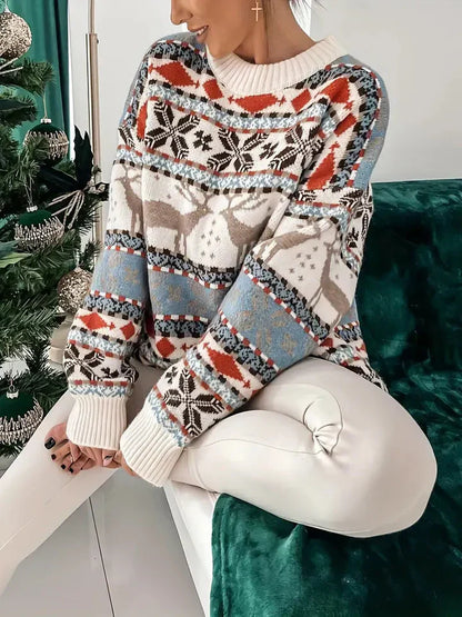 Weihnachts-Pullover Damen Oversized Lockere Passform