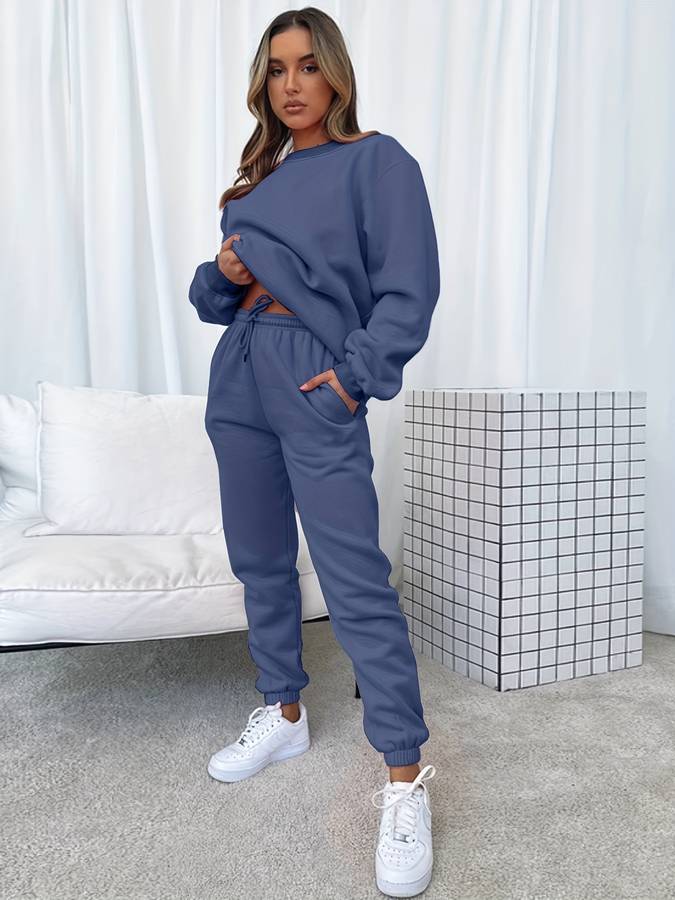 Damenschwarz Sweatanzug Set