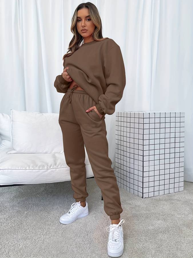 Damenschwarz Sweatanzug Set