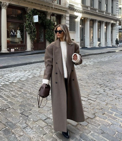 Elegante Damenjacke - Langer Trenchcoat mit Reverskragen