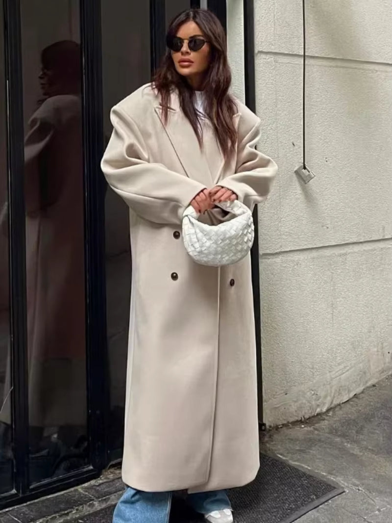 Elegante Damenjacke - Langer Trenchcoat mit Reverskragen