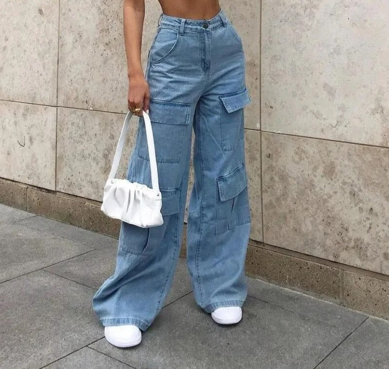 Modische Damen Cargo Jeans - IdealeKleiden