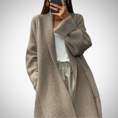 Damen Strickcardigan Oversized mit Taschen und Langarm