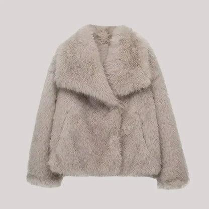 Luxus Pelzjacke Damen Wintermantel Elegant und Warm
