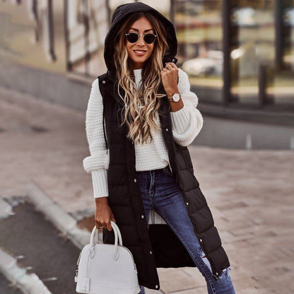 Damen Winterjacke Lange Kapuzenweste
