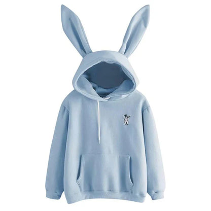 Damen Sweatshirt Kapuze Hase Ohren Kuschel - IdealeKleiden