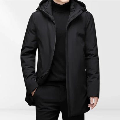 Elegante Herren Kapuzenjacke Schwarz Phillippe Style - IdealeKleiden