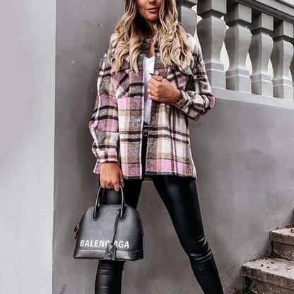 Herbstjacke Warm Kariert Damen