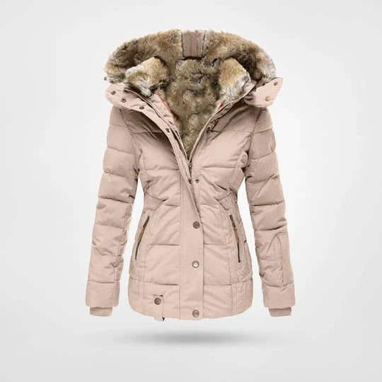 Warme Winterjacke mit Pelzkrage