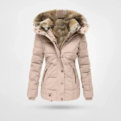 Warme Winterjacke mit Pelzkrage