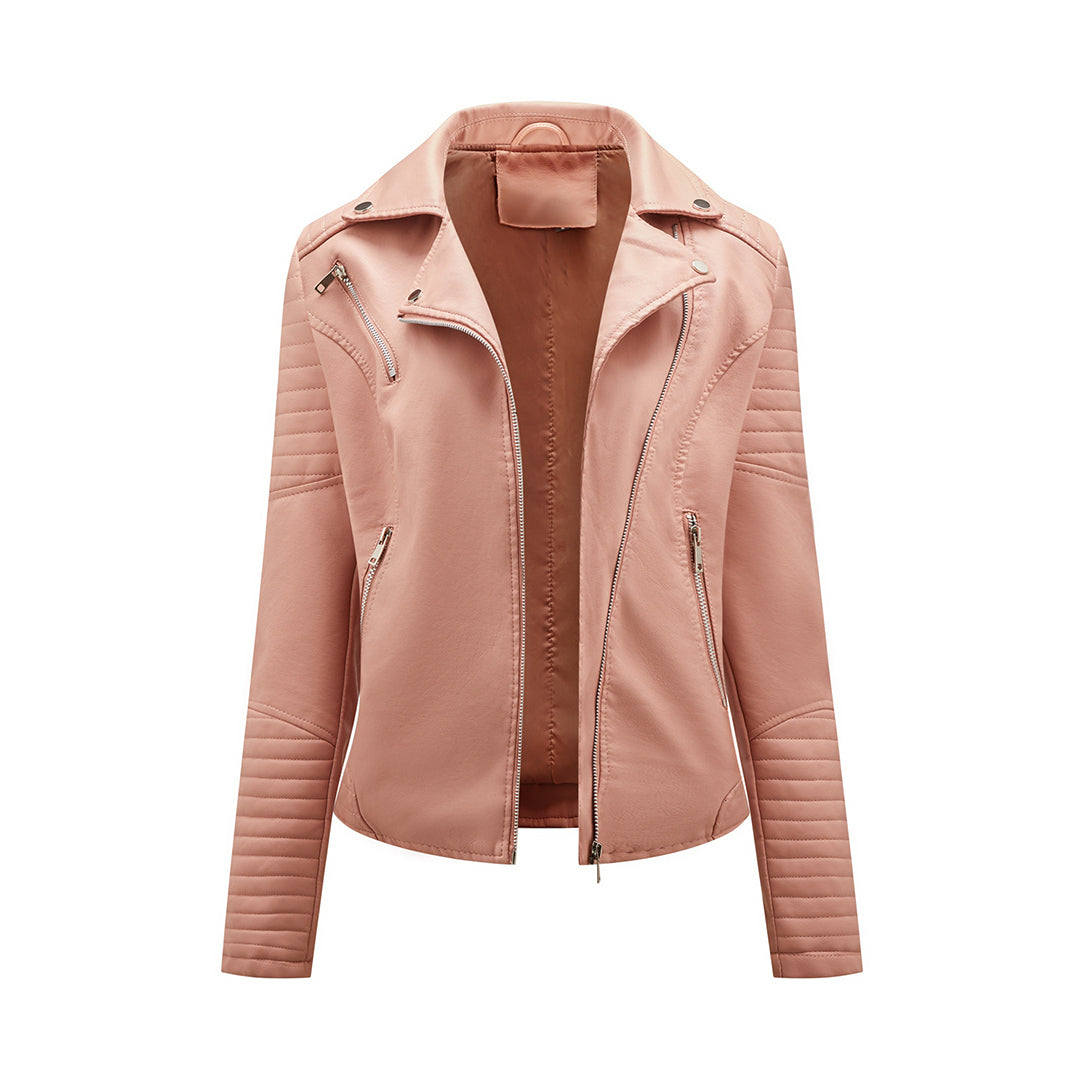 Modische Lederjacke Herbst Trend