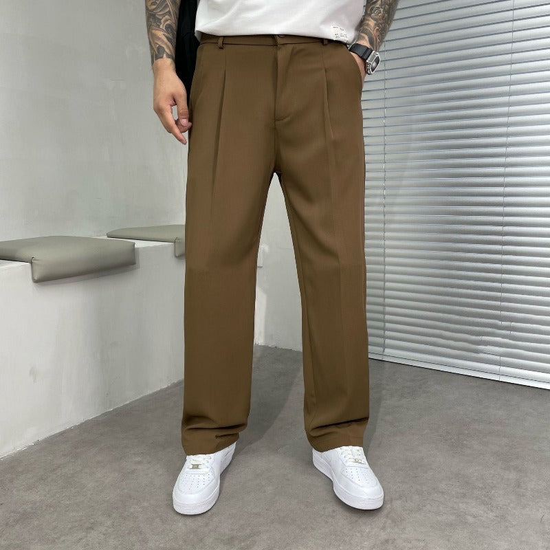 Herren Plisseehose Gerades Bein Elegant - IdealeKleiden