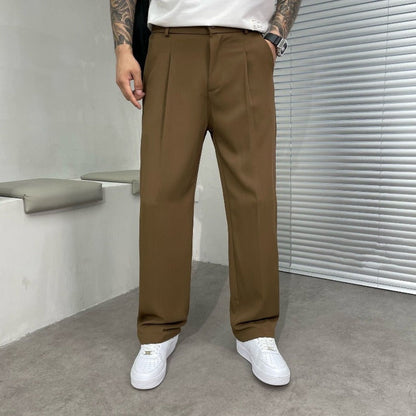 Herren Plisseehose Gerades Bein Elegant - IdealeKleiden