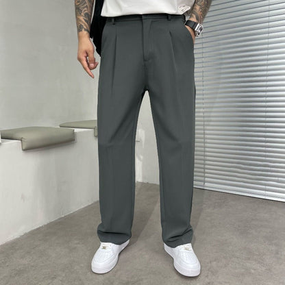 Herren Plisseehose Gerades Bein Elegant