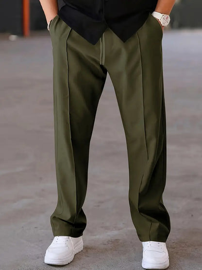 Herren Plisseehose Bequem Lockere Passform