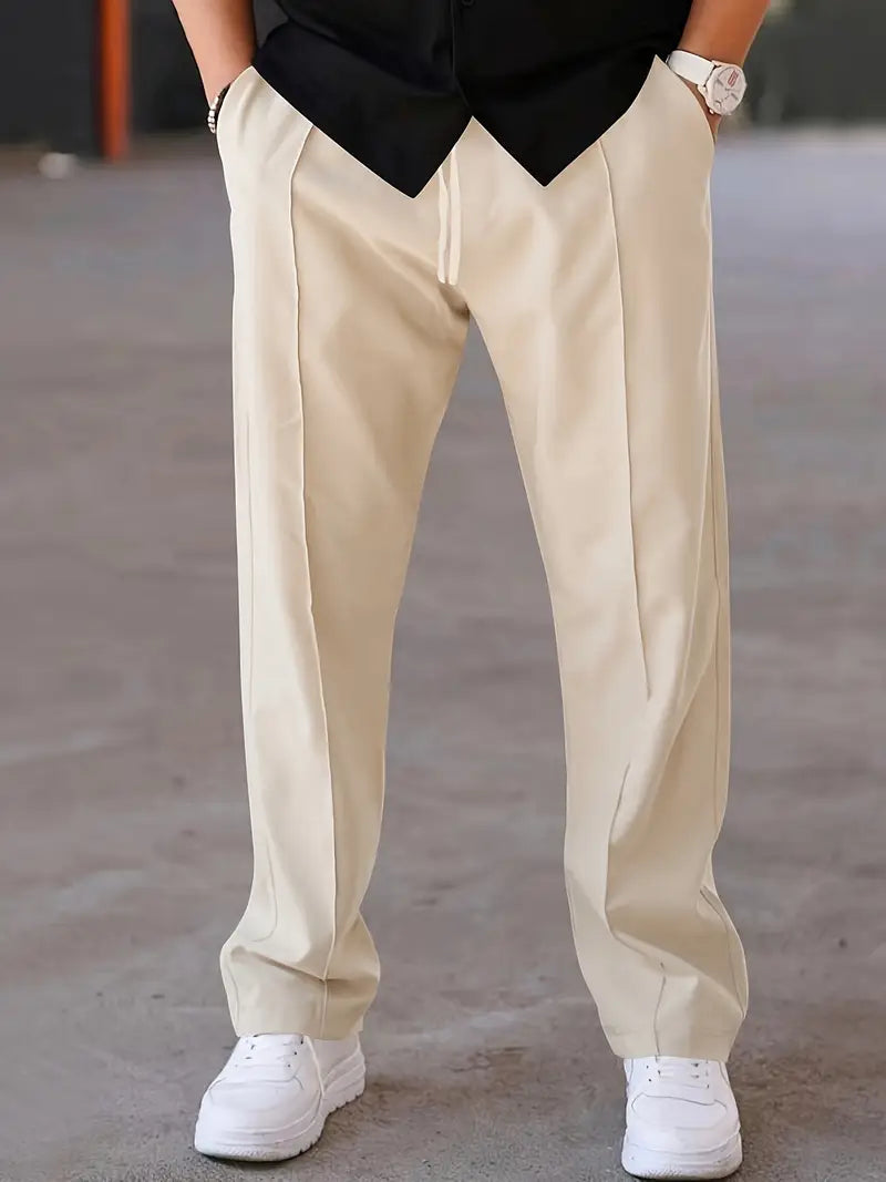 Herren Plisseehose Bequem Lockere Passform