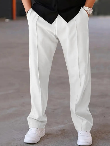Herren Plisseehose Bequem Lockere Passform
