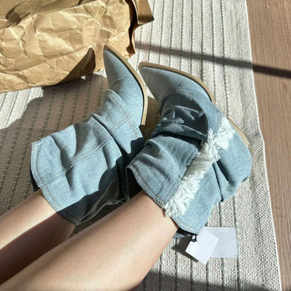 Modische Denim-Stiefel Frauen