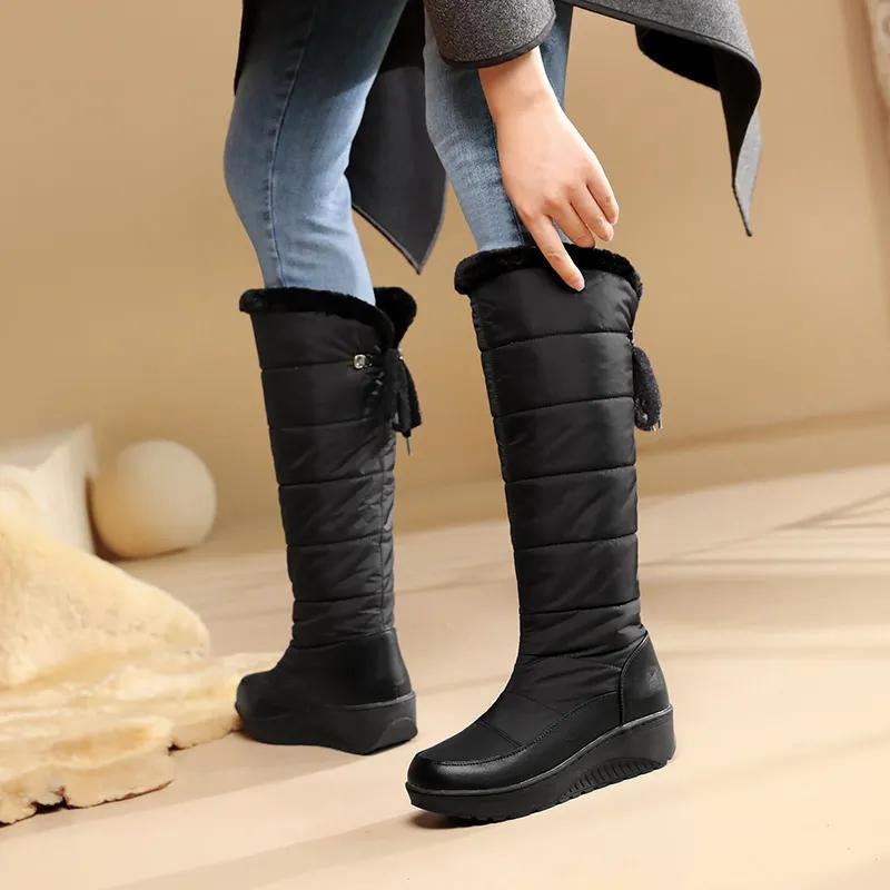 Weiche Winterstiefel Damen Plüsch Schnürstiefel - IdealeKleiden