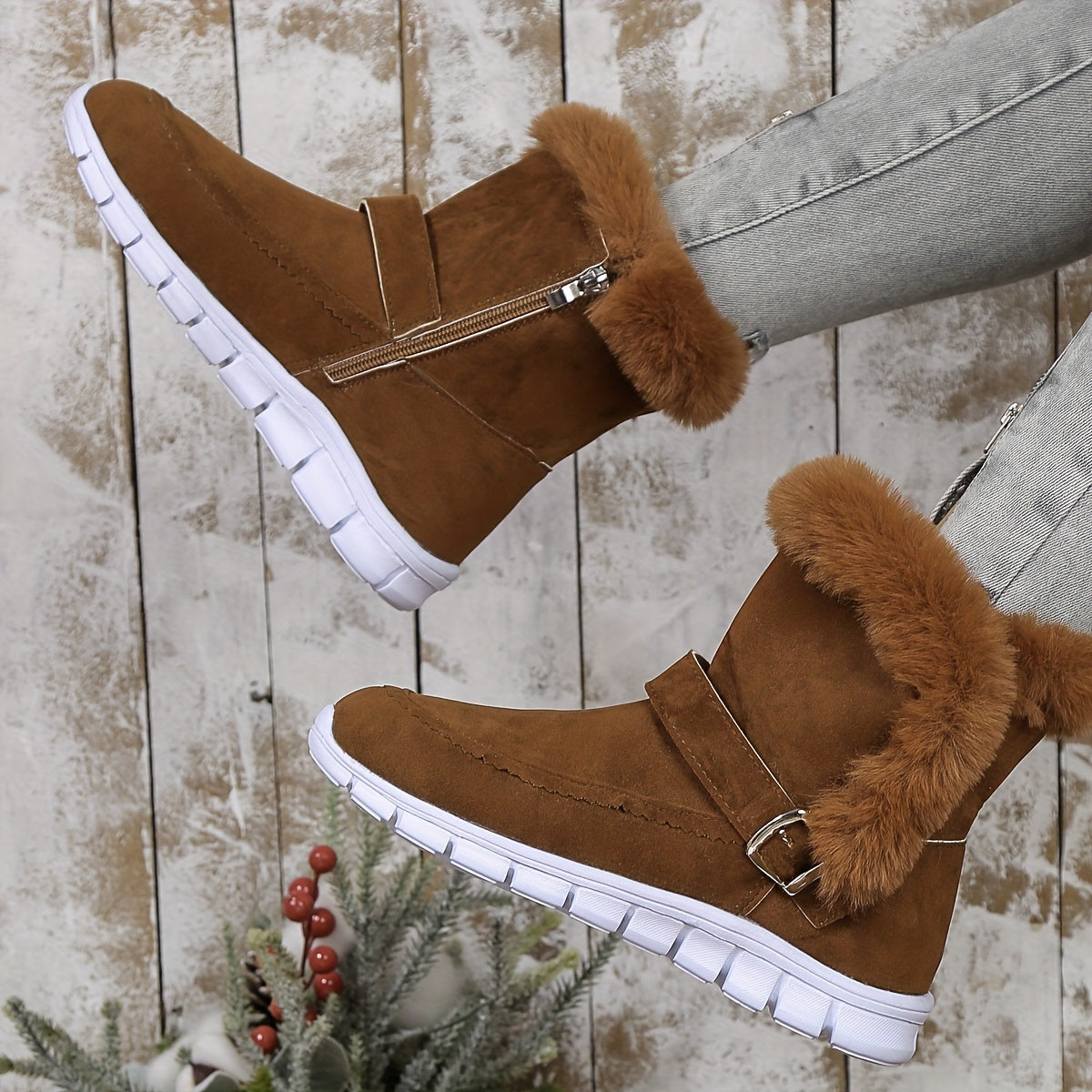 Stylische Damen Schneestiefel Plüsch Winterwarm