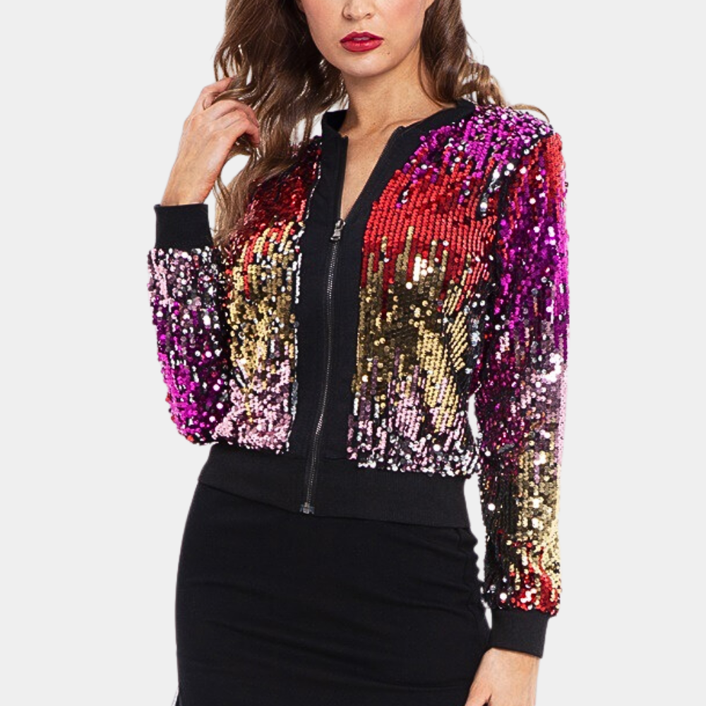 Herbstjacke Damen Pailletten Kurz Modisch