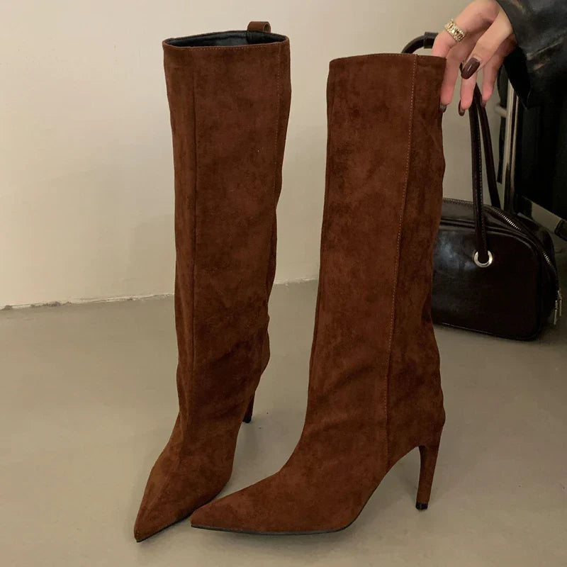Stilvolle Damenstiefel Kniehoch Spitze