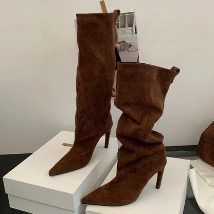 Stilvolle Damenstiefel Kniehoch Spitze - IdealeKleiden