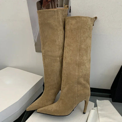 Stilvolle Damenstiefel Kniehoch Spitze