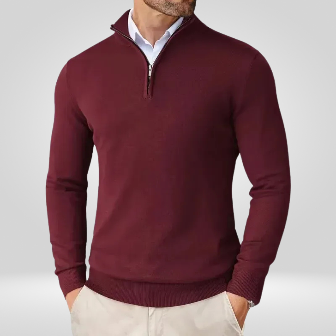 Herren Polo Pullover Modern Viertelzipp