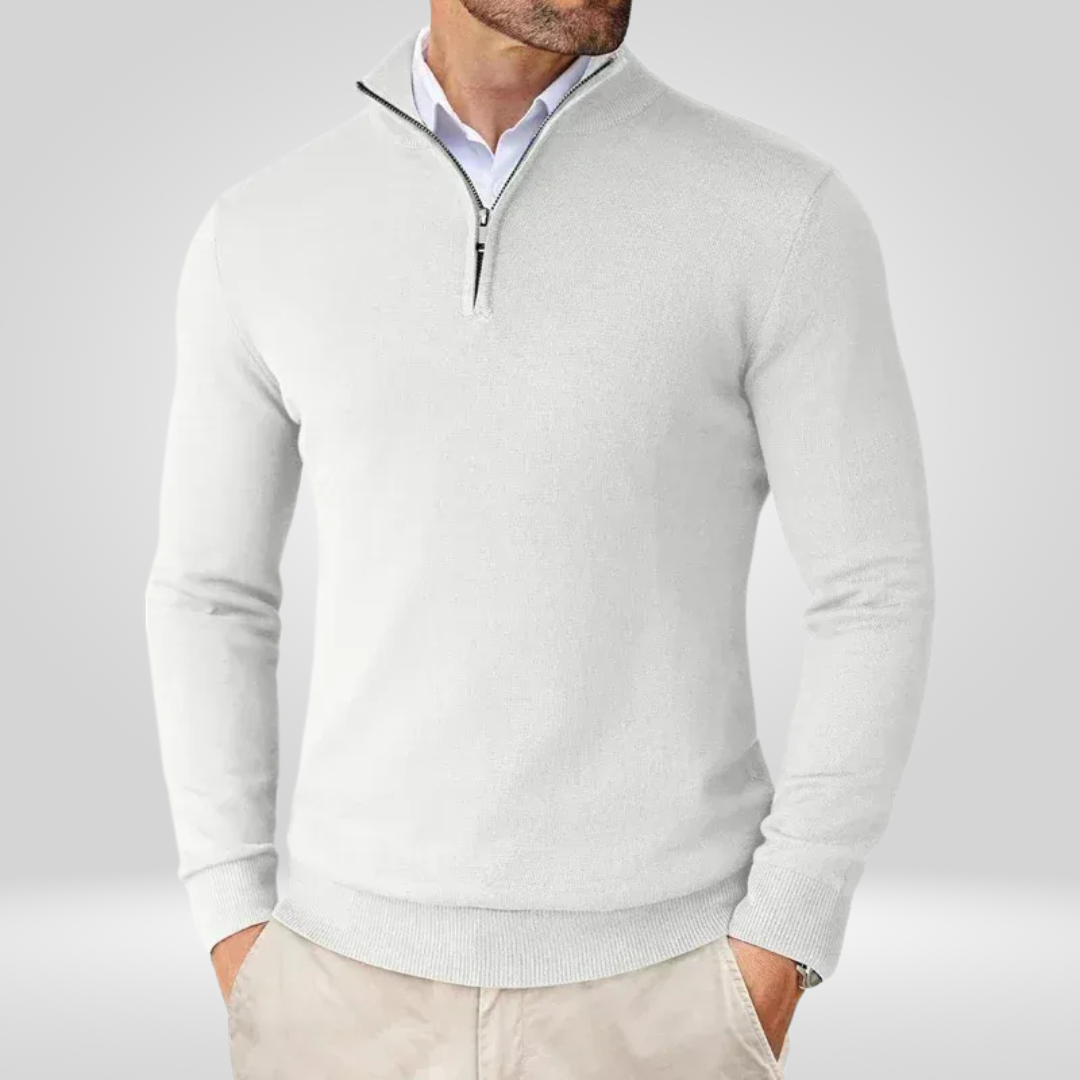 Herren Polo Pullover Modern Viertelzipp