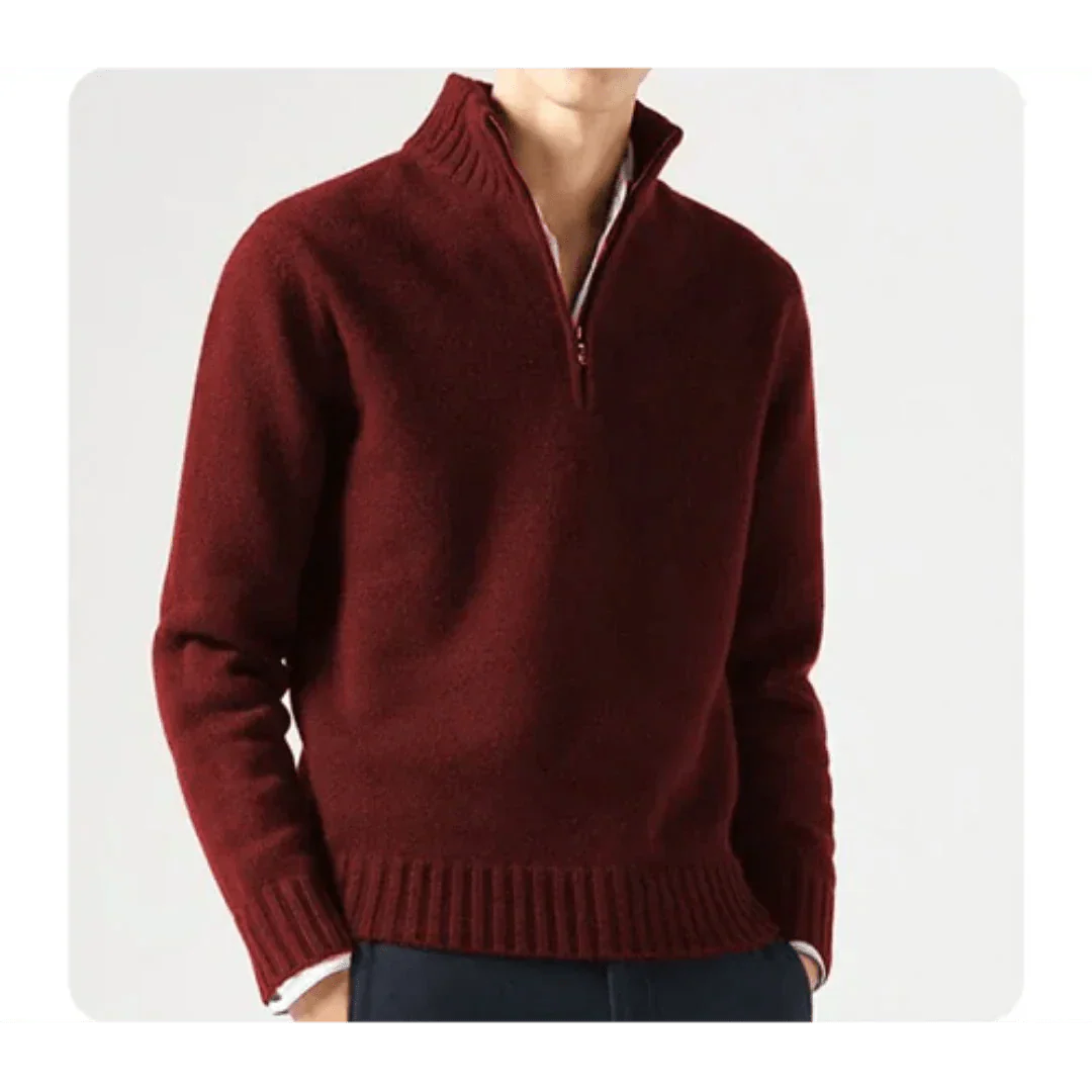 Herren Strickpullover VierTEL Reißverschluss Pullover - IdealeKleiden