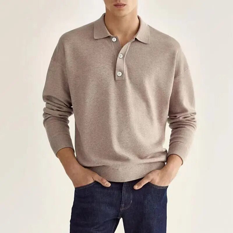 Herren Polo Pullover Langarm Klassisch