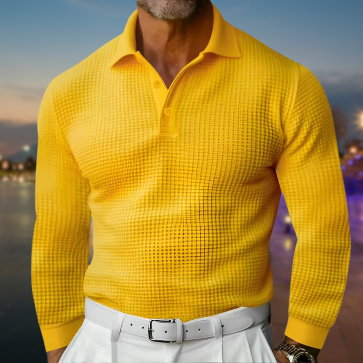 Herren Waffelstrick Pullover Modern Kragen