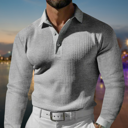 Herren Waffelstrick Pullover Modern Kragen - IdealeKleiden