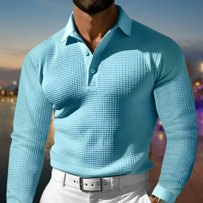 Herren Waffelstrick Pullover Modern Kragen