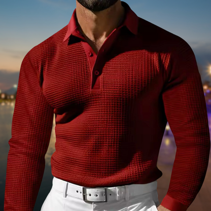 Herren Waffelstrick Pullover Modern Kragen