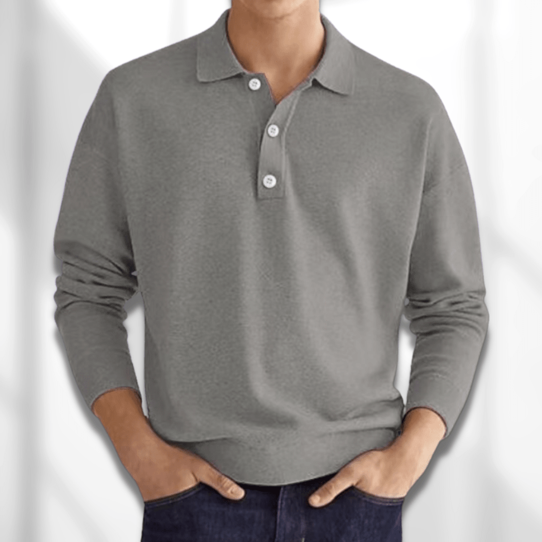 Herren Pullover Langarm Modern Knopfleiste
