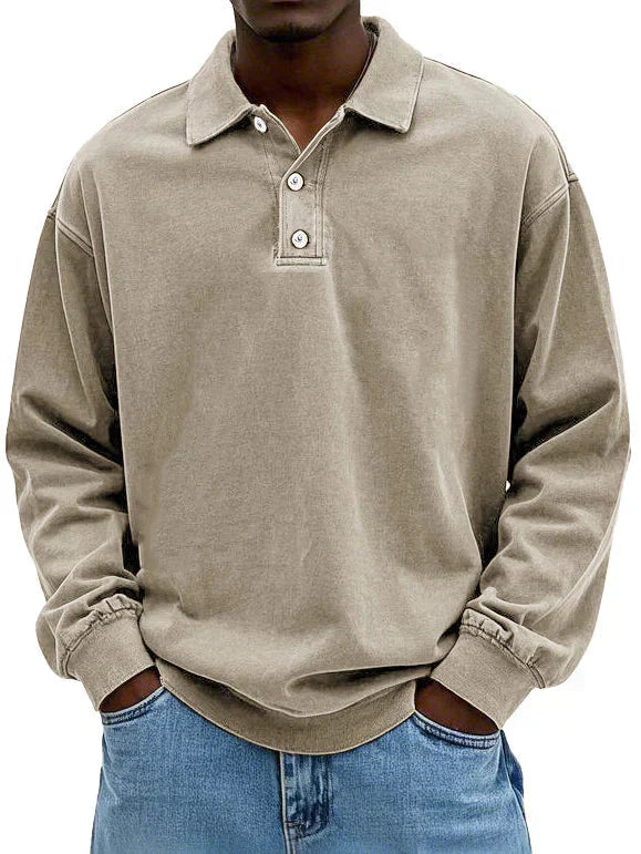 Herren Polo Pullover Modern Knopfleiste