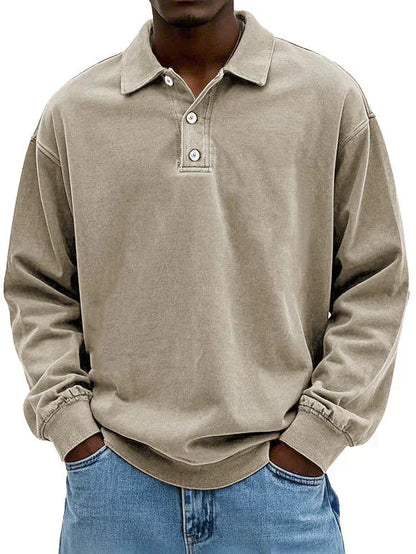 Herren Polo Pullover Modern Knopfleiste