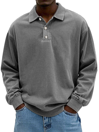 Herren Polo Pullover Modern Knopfleiste
