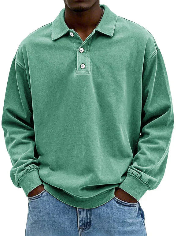 Herren Polo Pullover Modern Knopfleiste