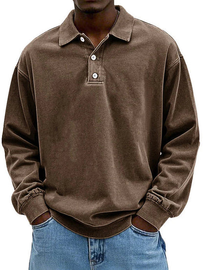 Herren Oversized Pullover Sweatshirt Kragen Relaxed Fit