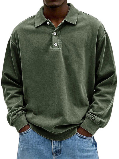 Herren Oversized Pullover Sweatshirt Kragen Relaxed Fit
