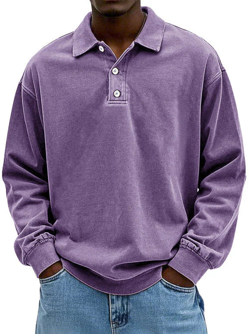Herren Oversized Pullover Sweatshirt Kragen Relaxed Fit