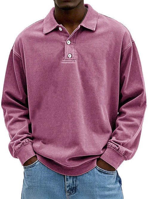 Herren Oversized Pullover Sweatshirt Kragen Relaxed Fit