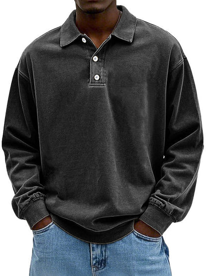Herren Oversized Pullover Sweatshirt Kragen Relaxed Fit